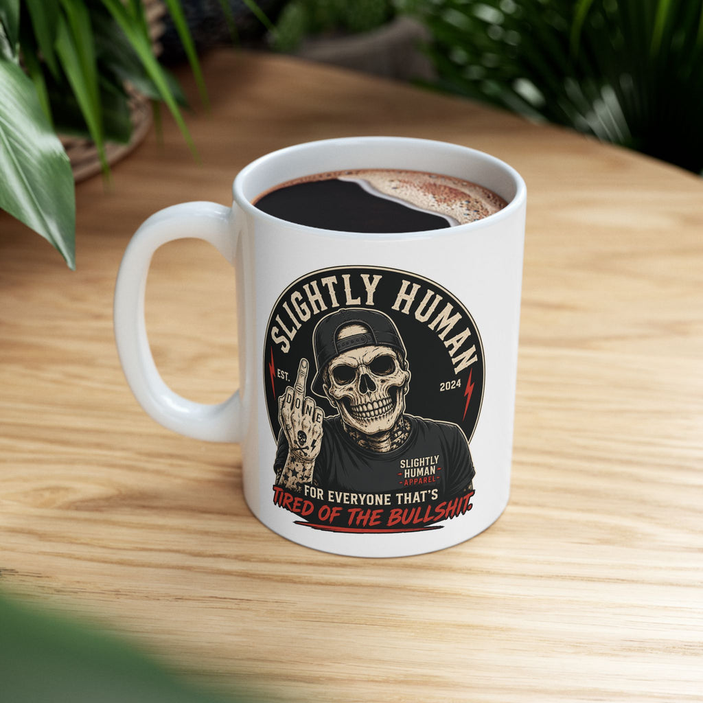 Coffee Mug — 'Slight' Skull Biker Logo Ceramic Coffee Mug (11oz & 15oz)
