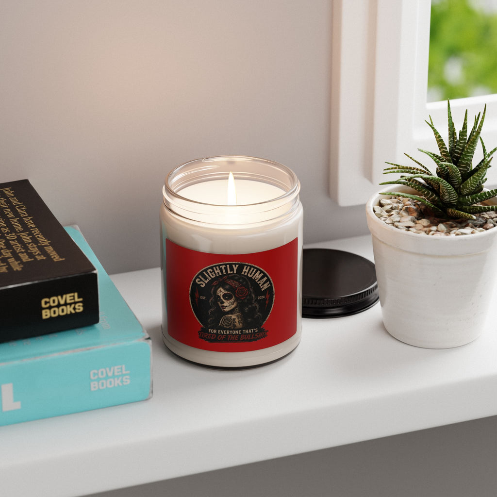 Slightly Human Scented Soy Candle — 9oz Decorative Jar Candle (Sugar Skull Design)