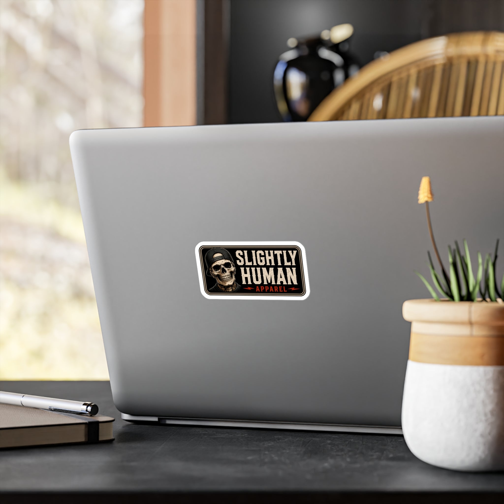 Slightly Human Vinyl Decal — Skull Logo Kiss-Cut Sticker
