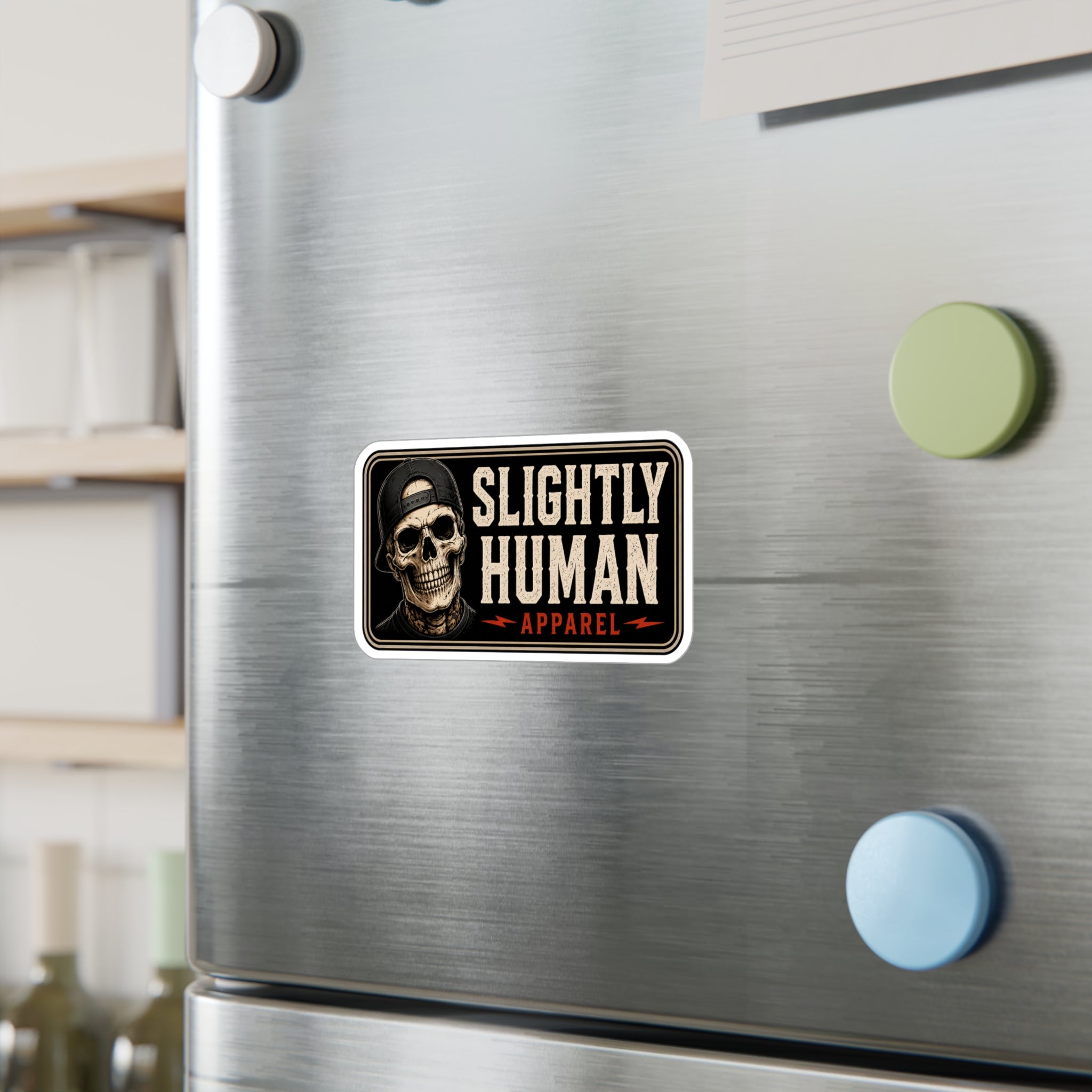 Slightly Human Vinyl Decal — Skull Logo Kiss-Cut Sticker