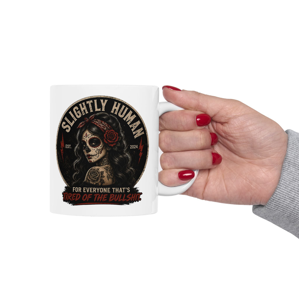 Coffee Mug — 'Slight' Skull Biker Logo Ceramic Coffee Mug (11oz & 15oz)
