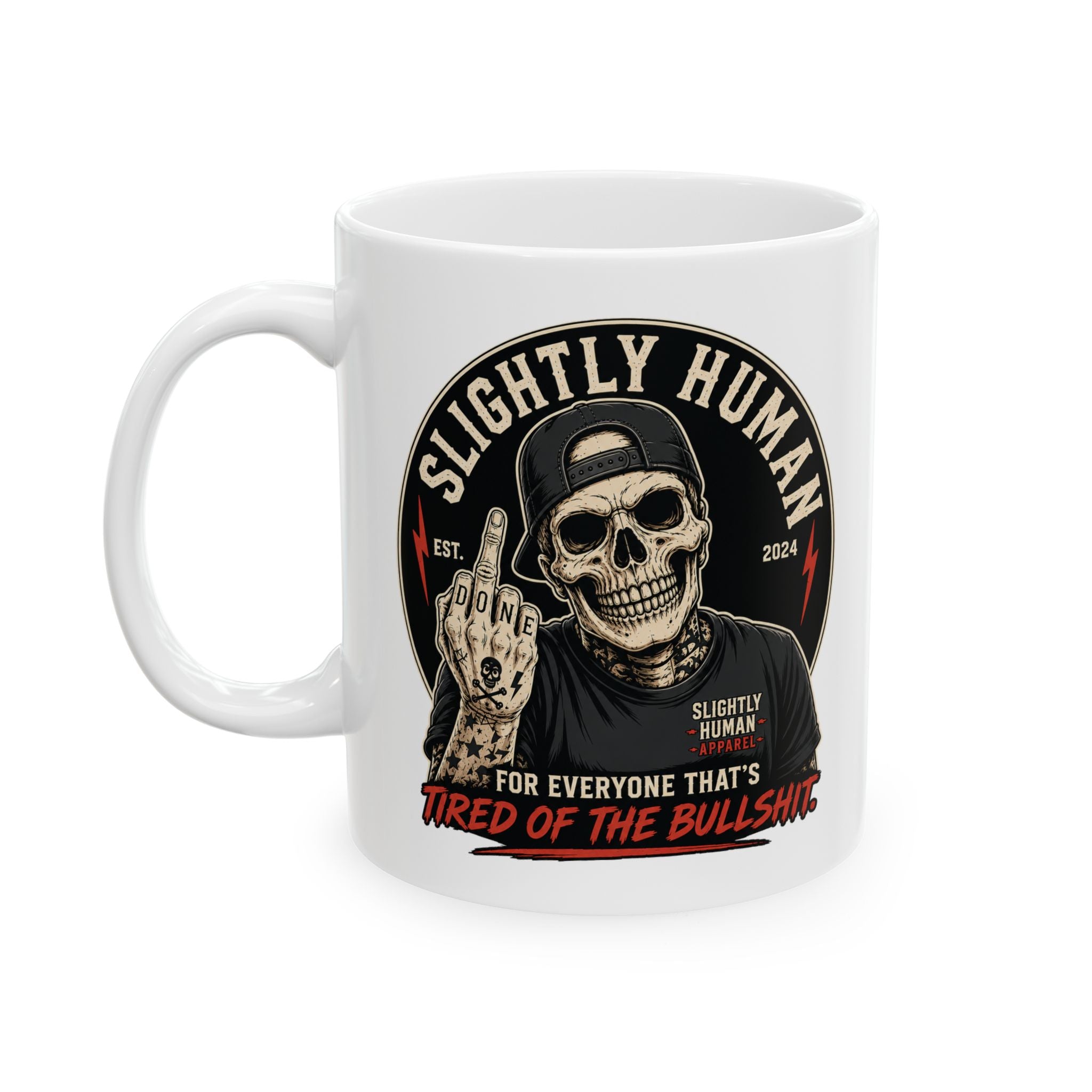 Coffee Mug — 'Slight' Skull Biker Logo Ceramic Coffee Mug (11oz & 15oz)