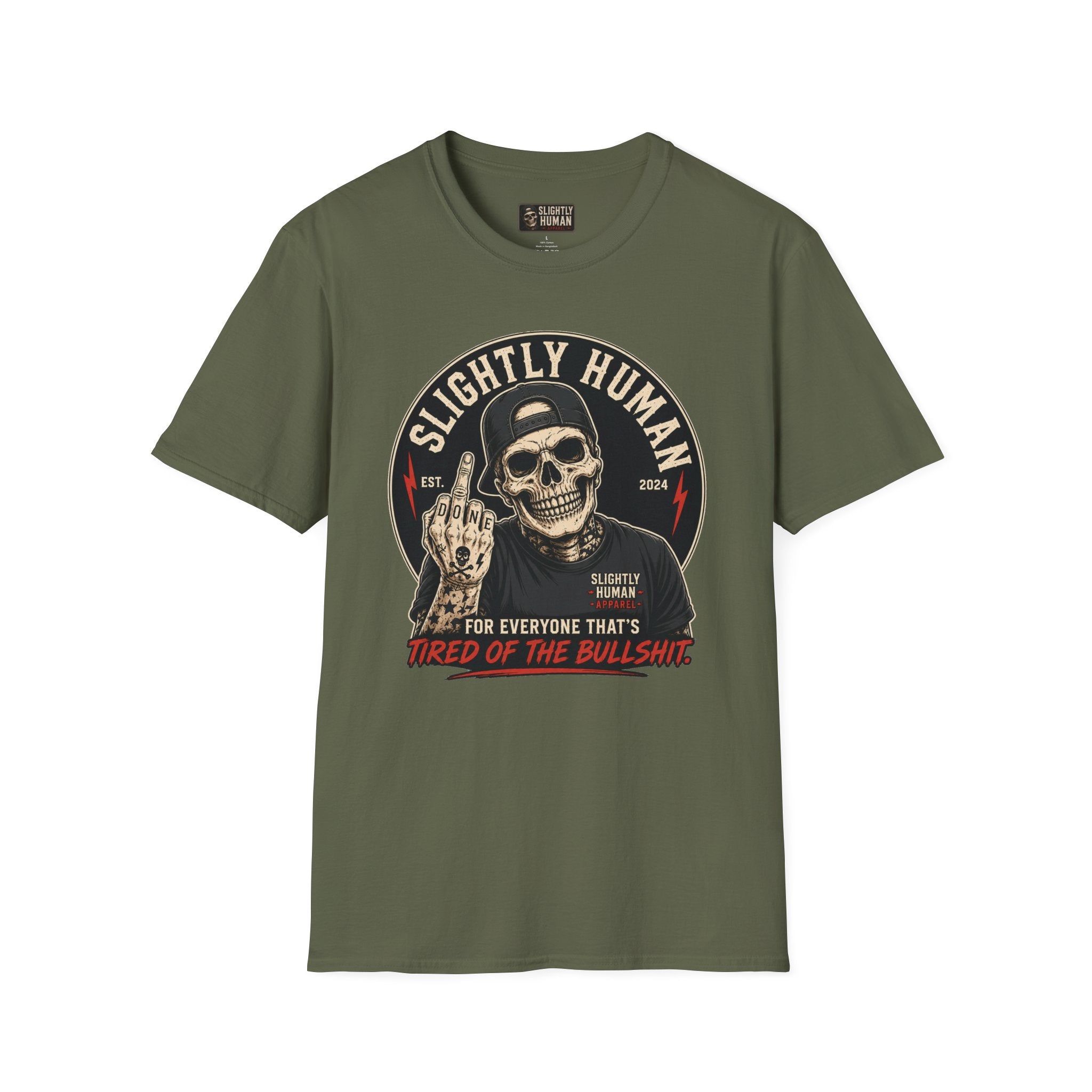 Slighty Human Apparel Skull T-Shirt, Mens
