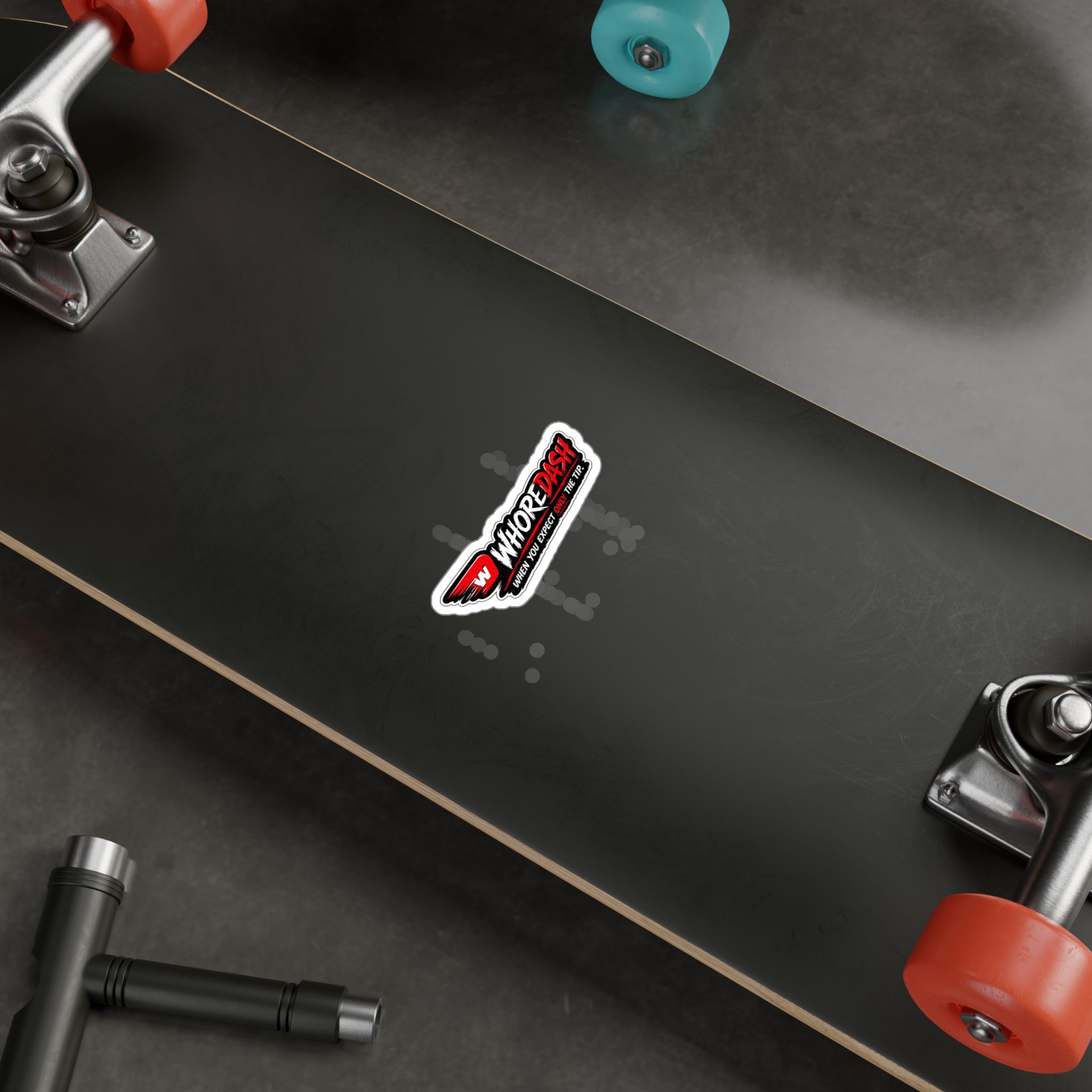 WhoreDash Vinyl Sticker — Funny Racing Logo Kiss-Cut Decal ("When You Expect Only The Tip")