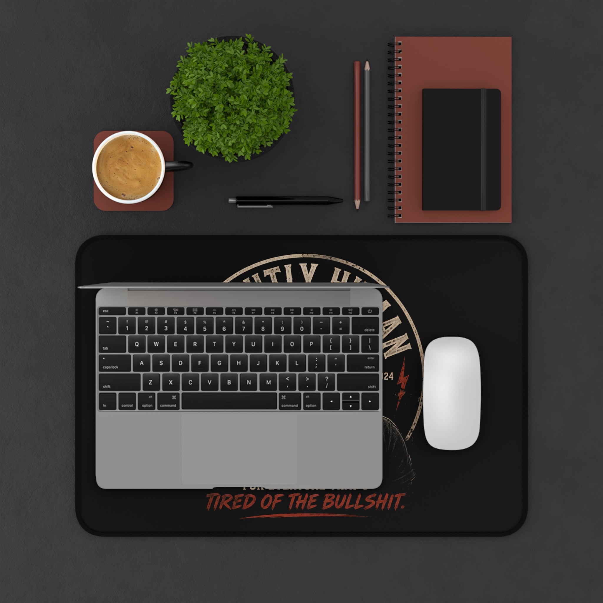 Desk Mat — "Slightly Human" Skull Graphic Desk Mat (For Everyone That’s Tired of the Bullshit)