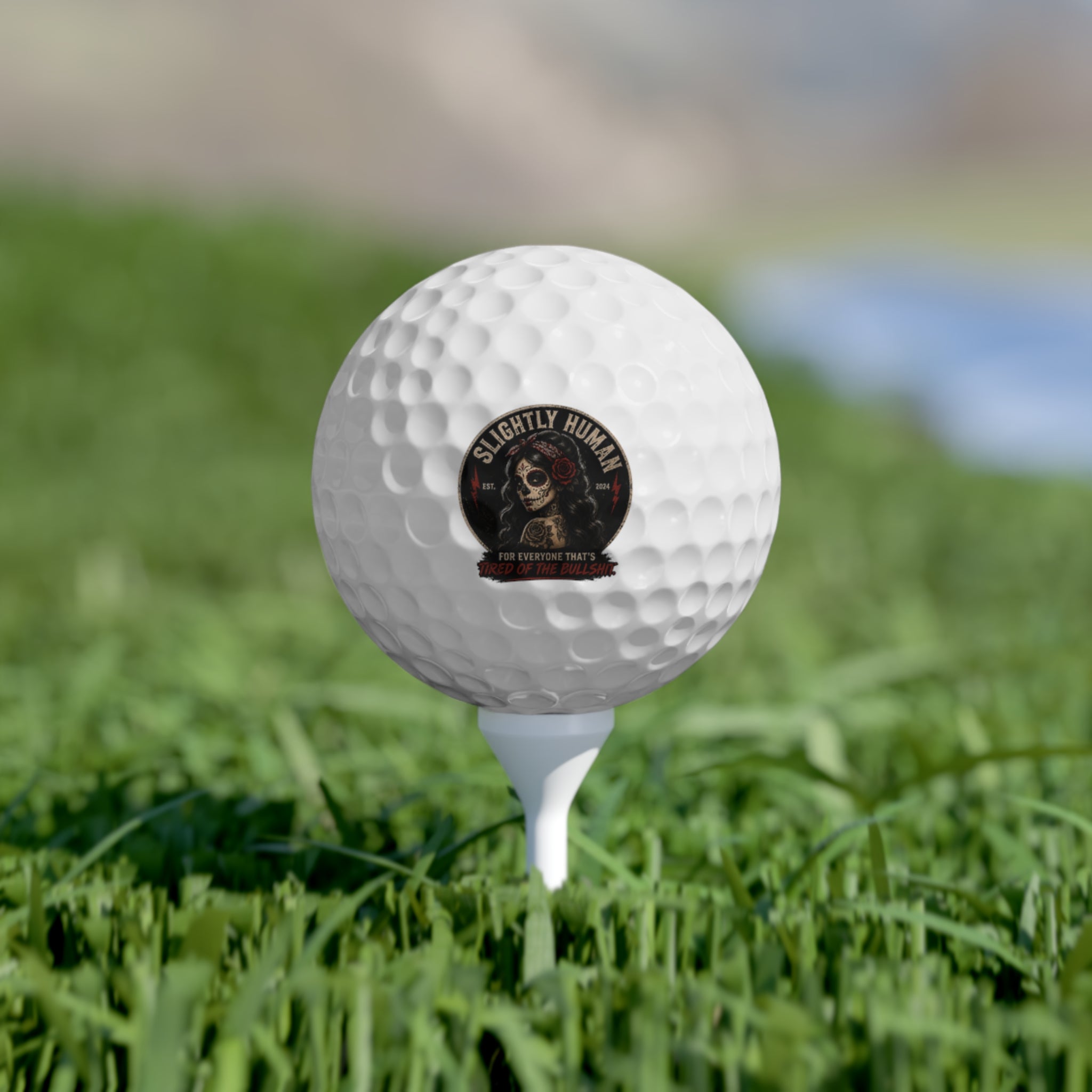Slightly Human Sugar Skull Golf Balls, 6pcs