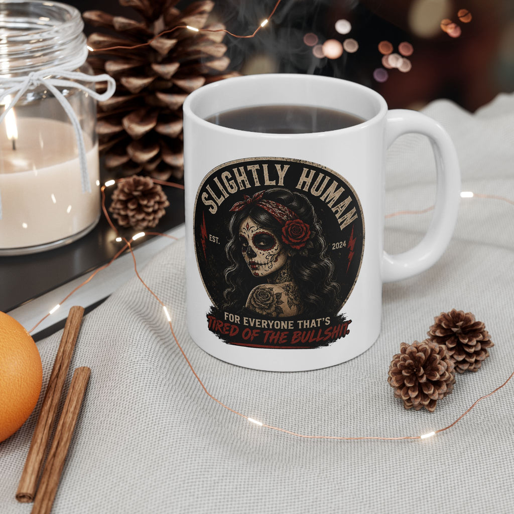 Coffee Mug — 'Slight' Skull Biker Logo Ceramic Coffee Mug (11oz & 15oz)