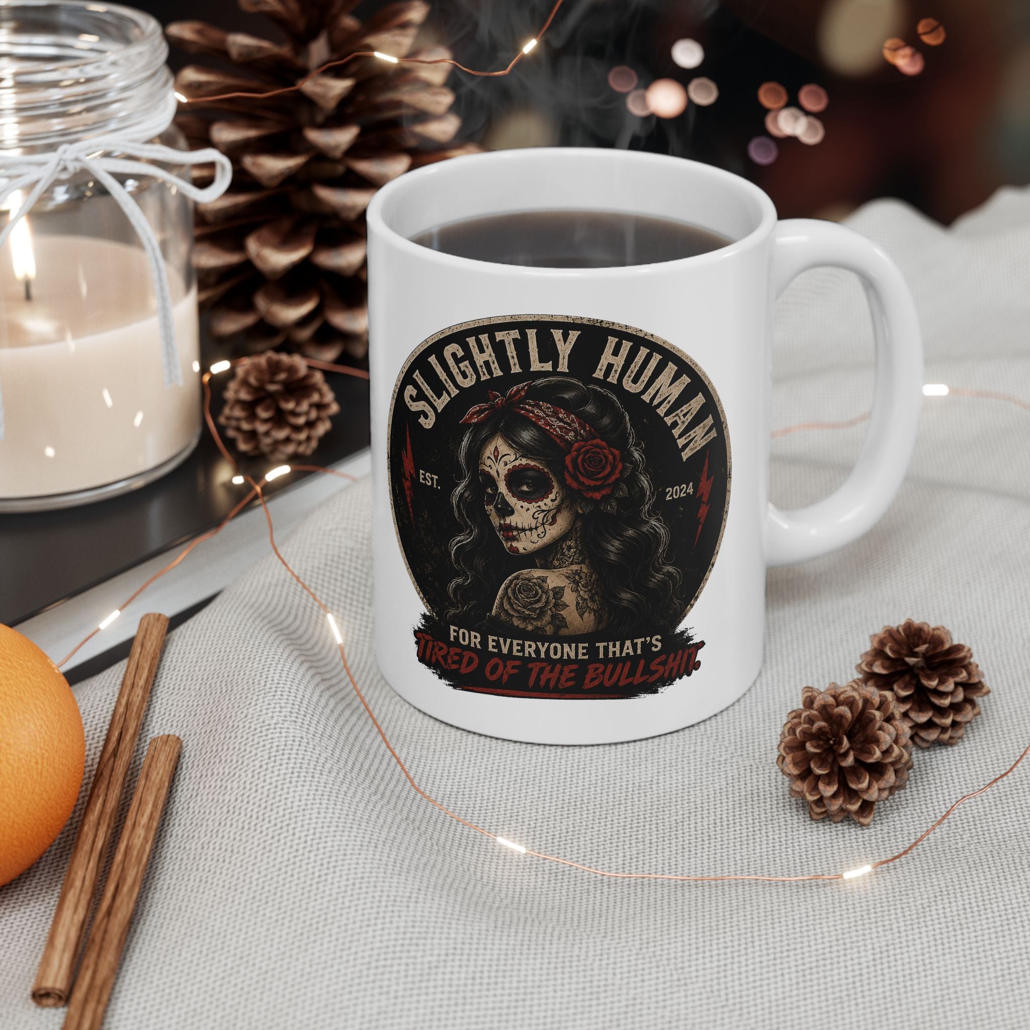 Coffee Mug — 'Slight' Skull Biker Logo Ceramic Coffee Mug (11oz & 15oz)