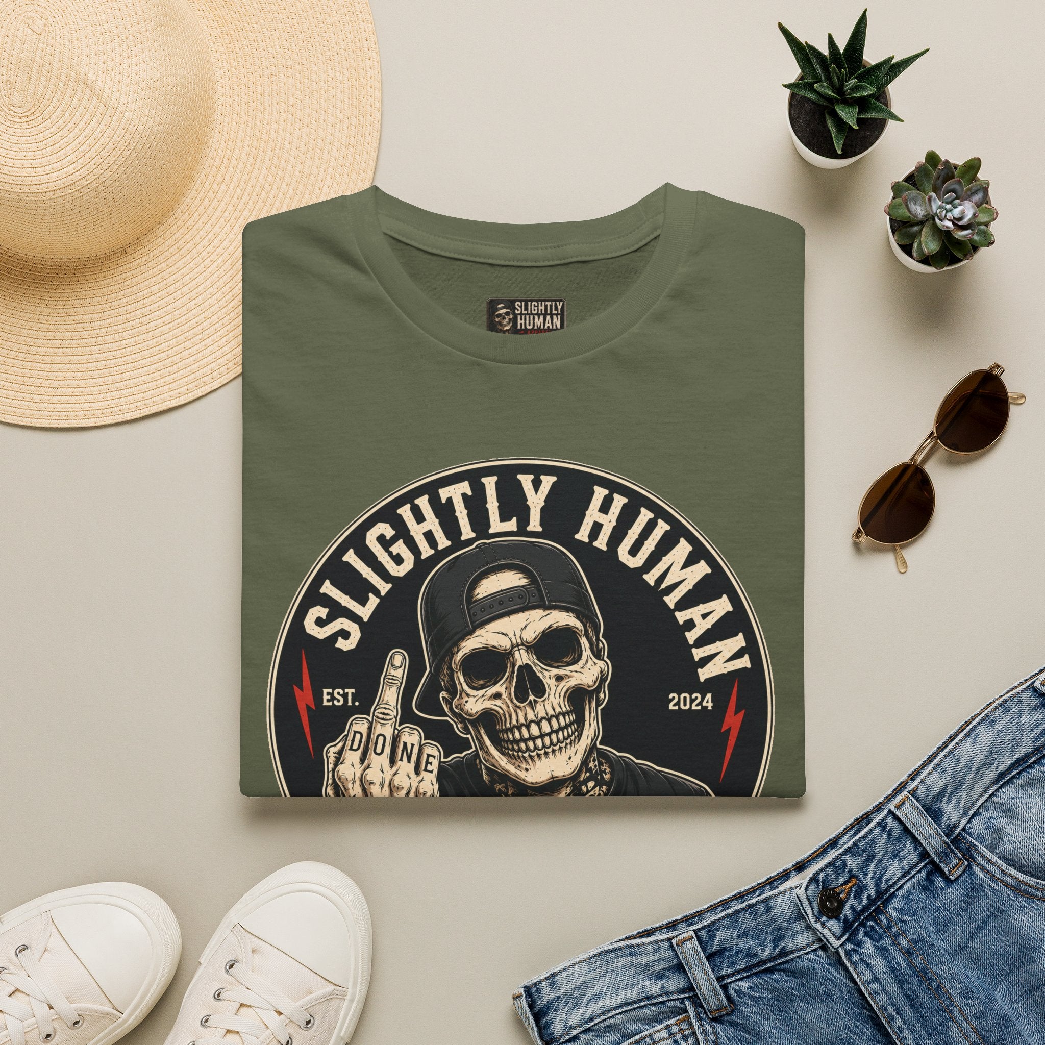 Slighty Human Apparel Skull T-Shirt, Mens