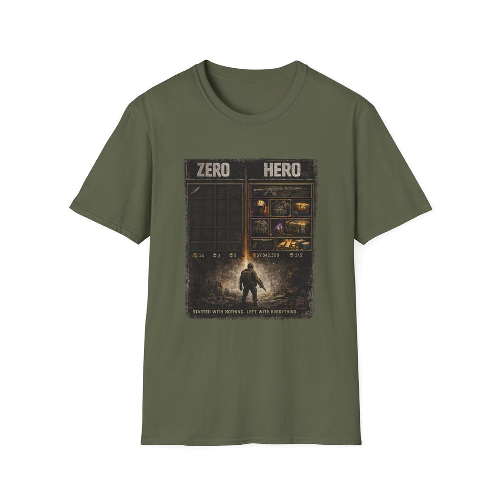 Zero Hero Graphic T-Shirt — Post-Apocalyptic Gamer Adventure Tee