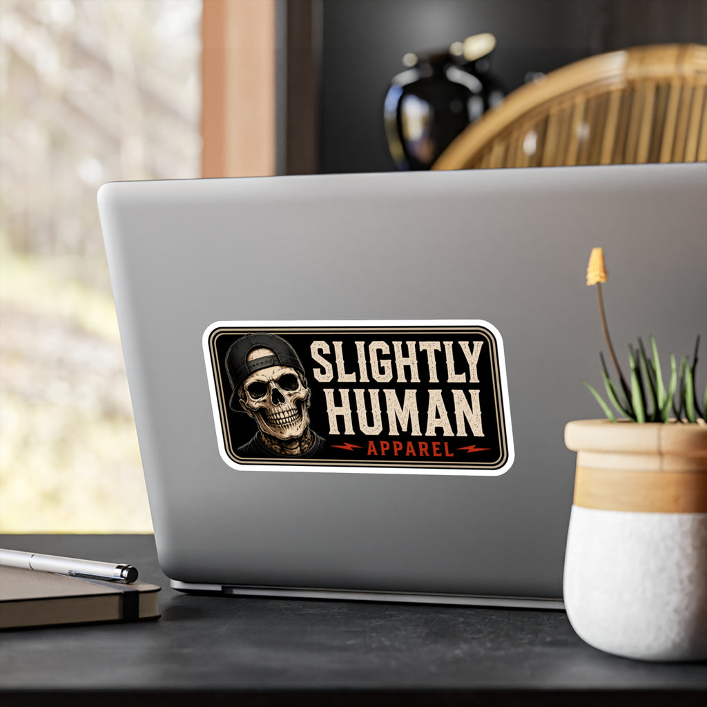 Slightly Human Vinyl Decal — Skull Logo Kiss-Cut Sticker