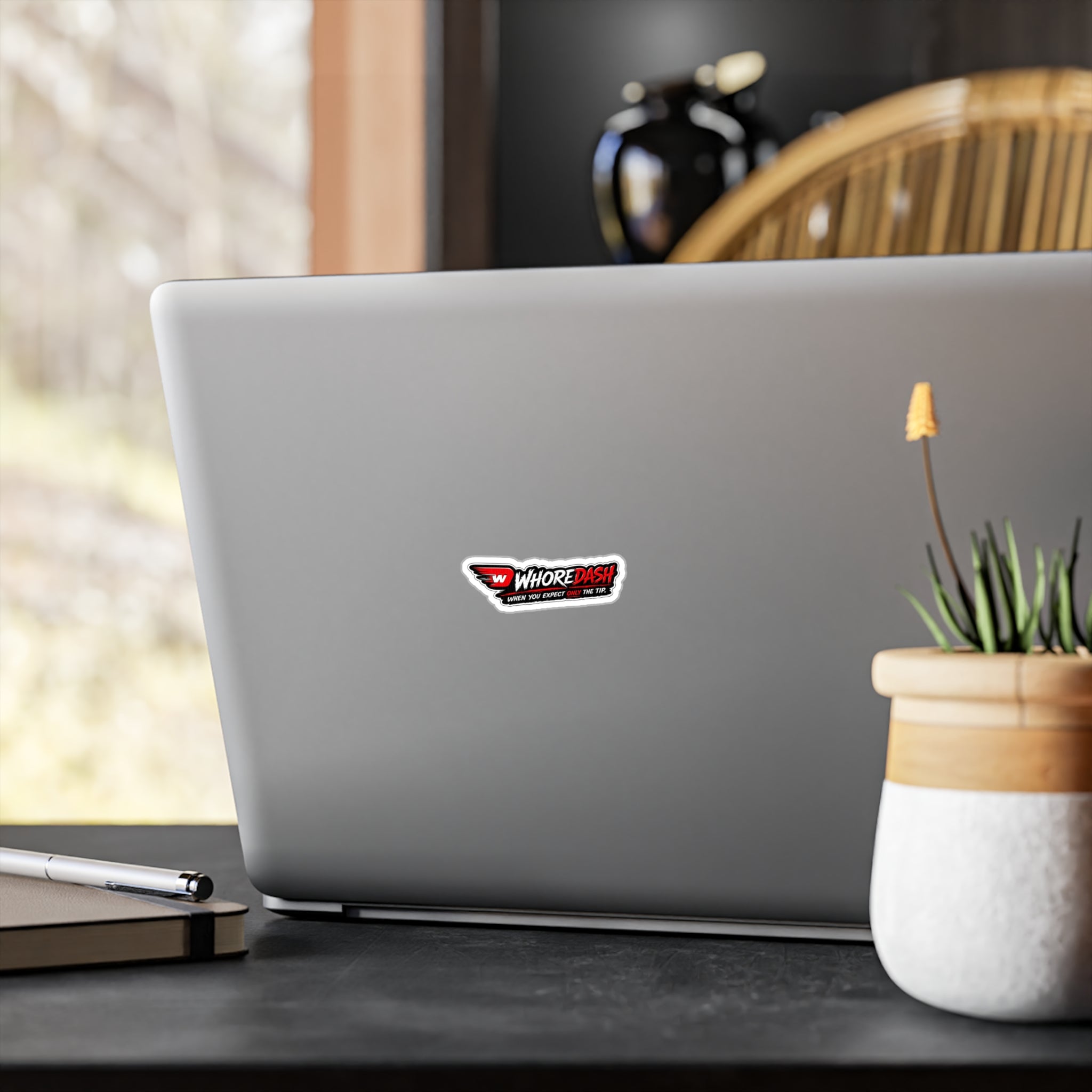 WhoreDash Vinyl Sticker — Funny Racing Logo Kiss-Cut Decal ("When You Expect Only The Tip")