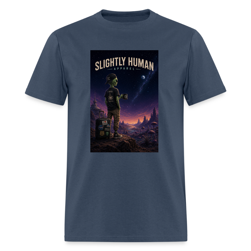 Slightly Human Home Planet T-Shirt -  blue dusk