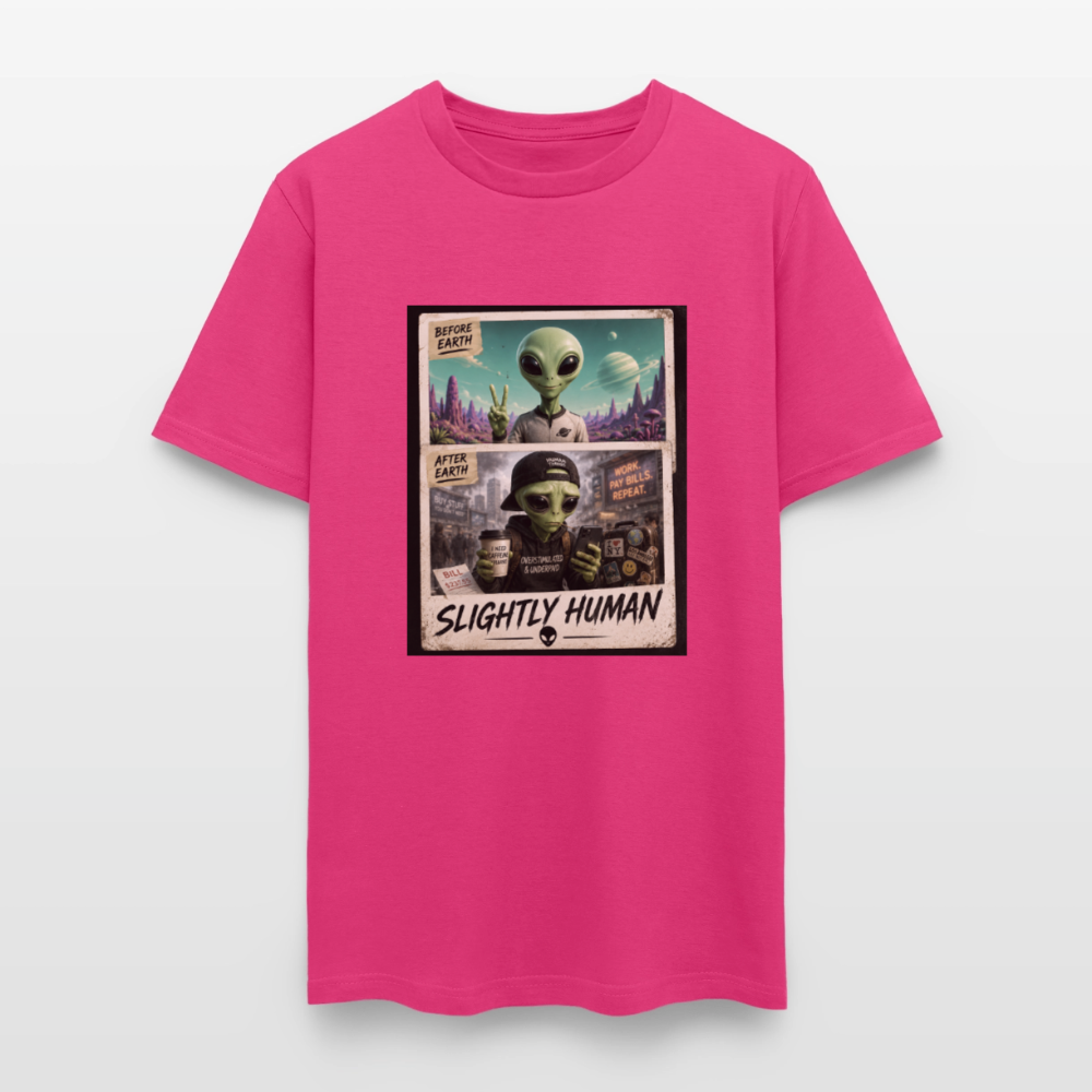 Slight Human Return To Earth T-Shirt - fuchsia