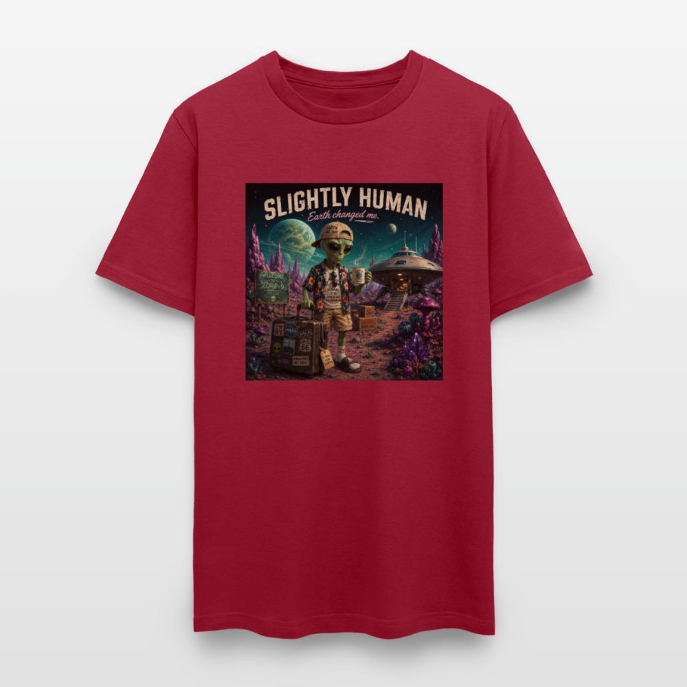 Slightly Human Earth Changed Me T-Shirt - dark red