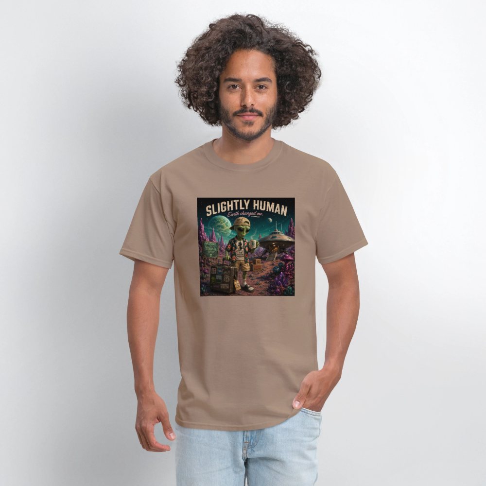 Slightly Human Earth Changed Me T-Shirt - safari
