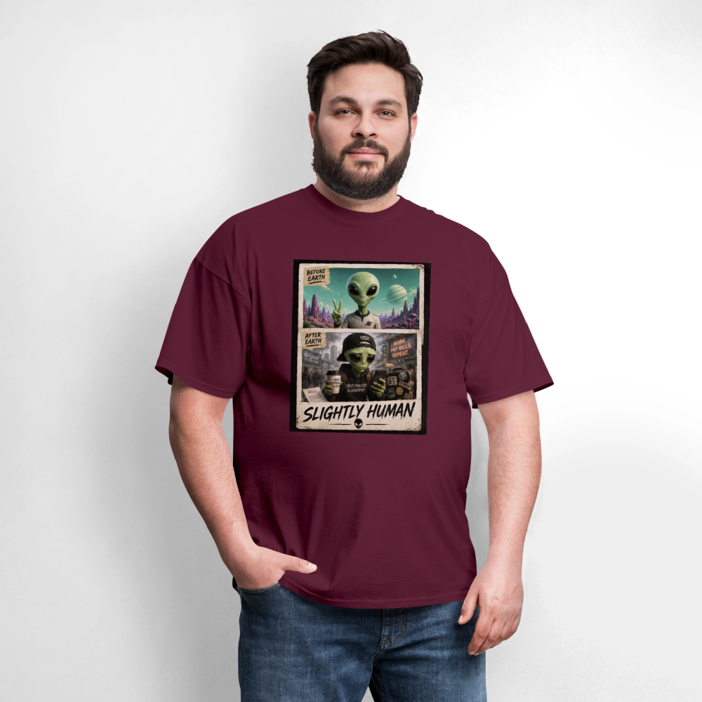 Slight Human Return To Earth T-Shirt - burgundy