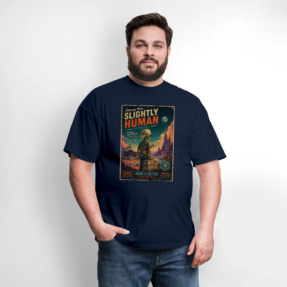 Slightly Human Home Is Better T-Shirt - navy