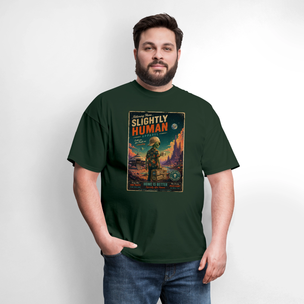 Slightly Human Home Is Better T-Shirt - forest green