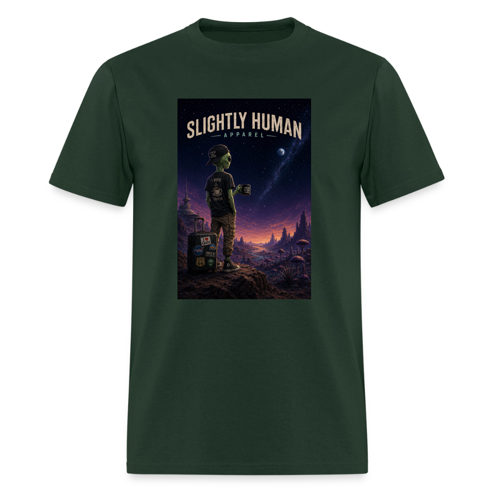 Slightly Human Home Planet T-Shirt - forest green
