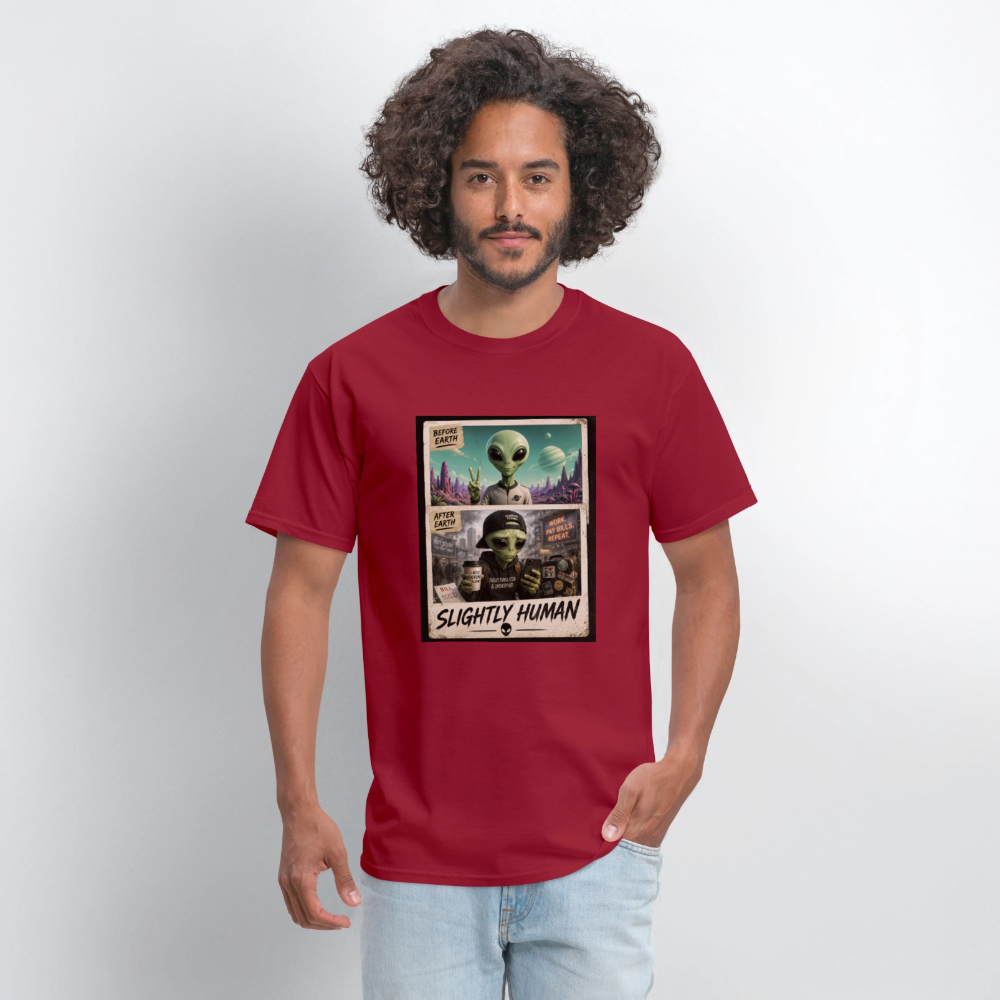 Slight Human Return To Earth T-Shirt - dark red