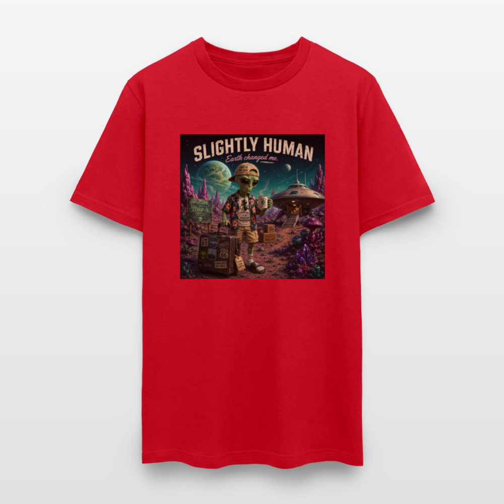 Slightly Human Earth Changed Me T-Shirt - red