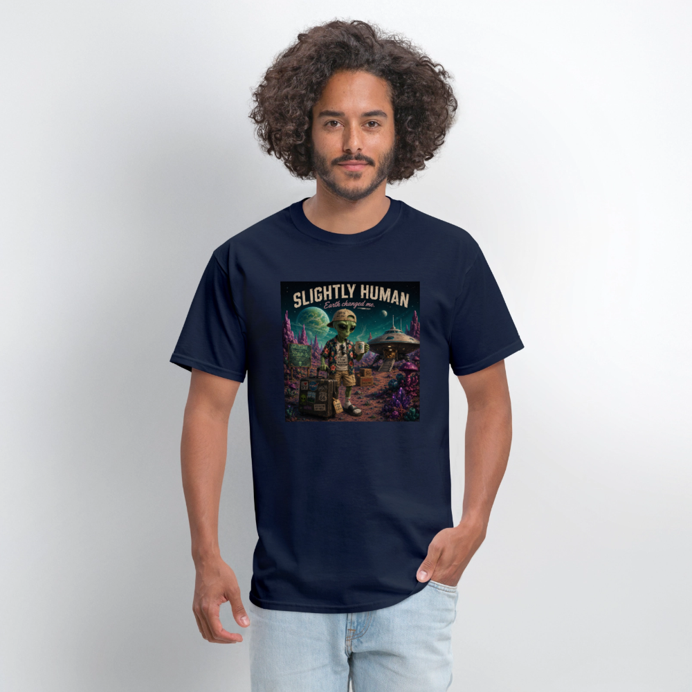 Slightly Human Earth Changed Me T-Shirt - navy