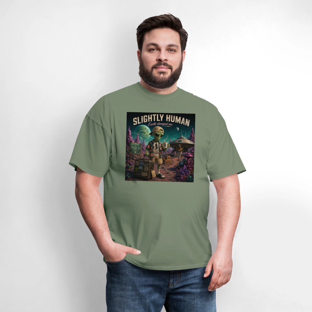 Slightly Human Earth Changed Me T-Shirt - military green