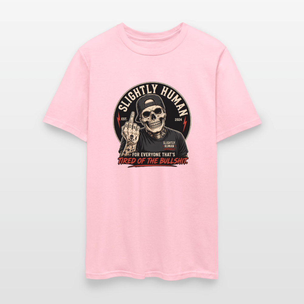 Slightly Human Brand Tee Middle Finger Skull - pink