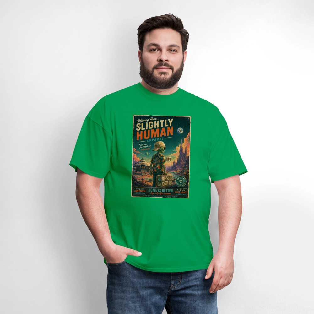 Slightly Human Home Is Better T-Shirt - bright green