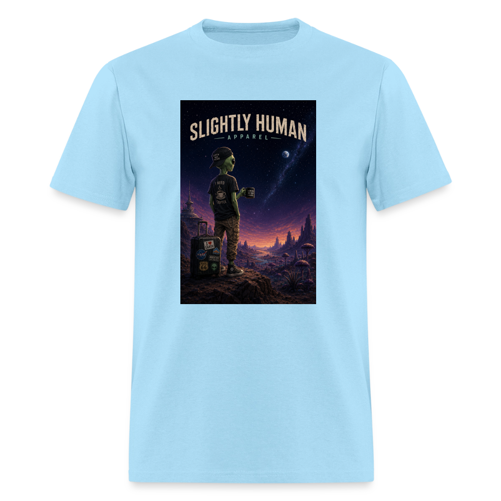 Slightly Human Home Planet T-Shirt - powder blue