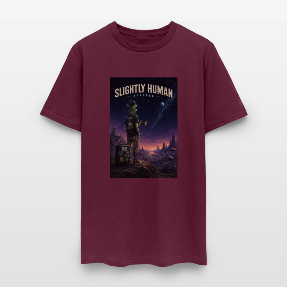 Slightly Human Home Planet T-Shirt - burgundy
