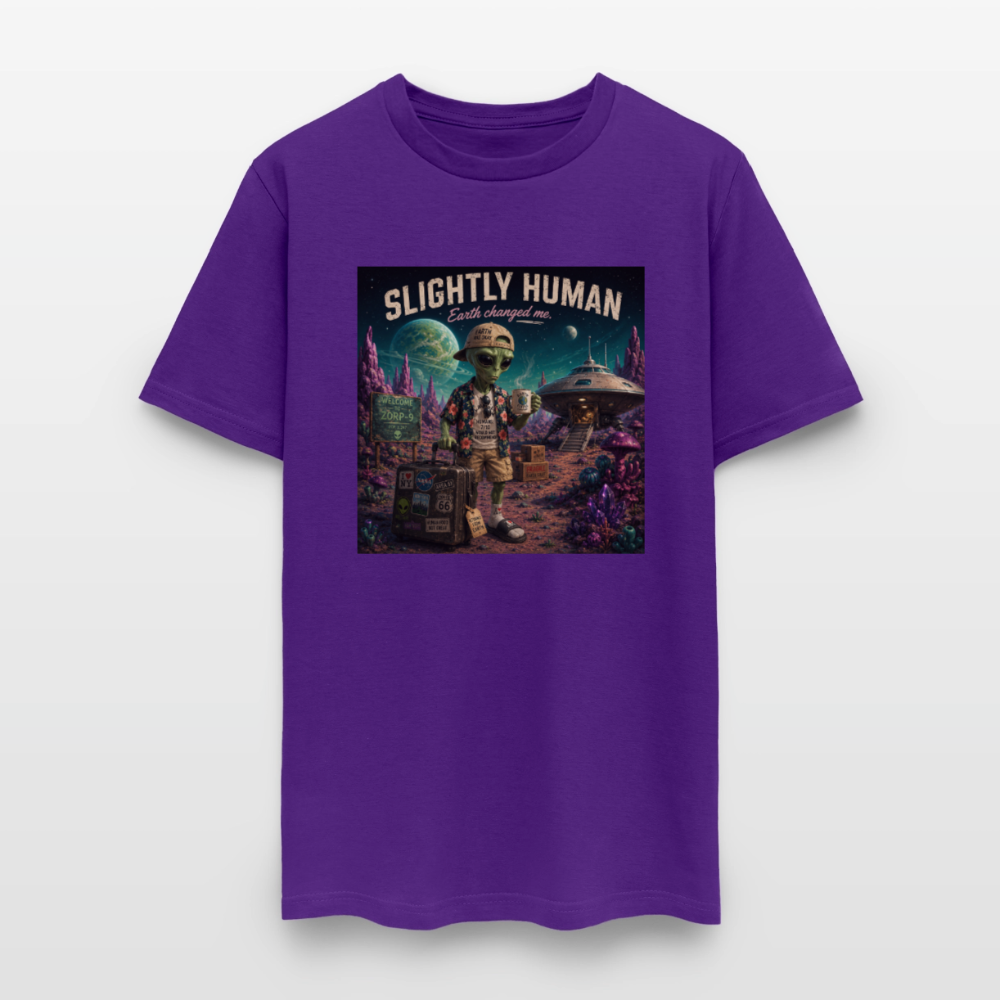 Slightly Human Earth Changed Me T-Shirt - purple