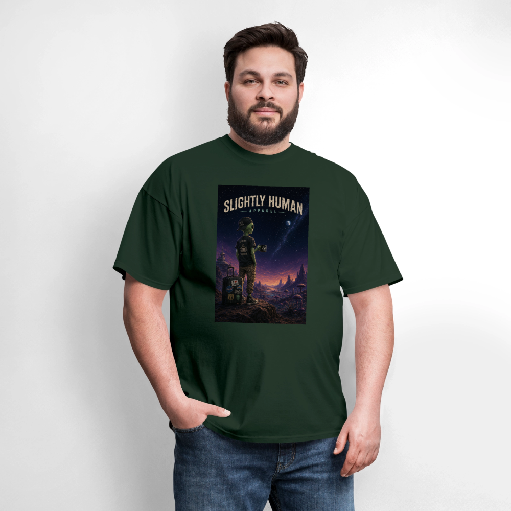 Slightly Human Home Planet T-Shirt - forest green