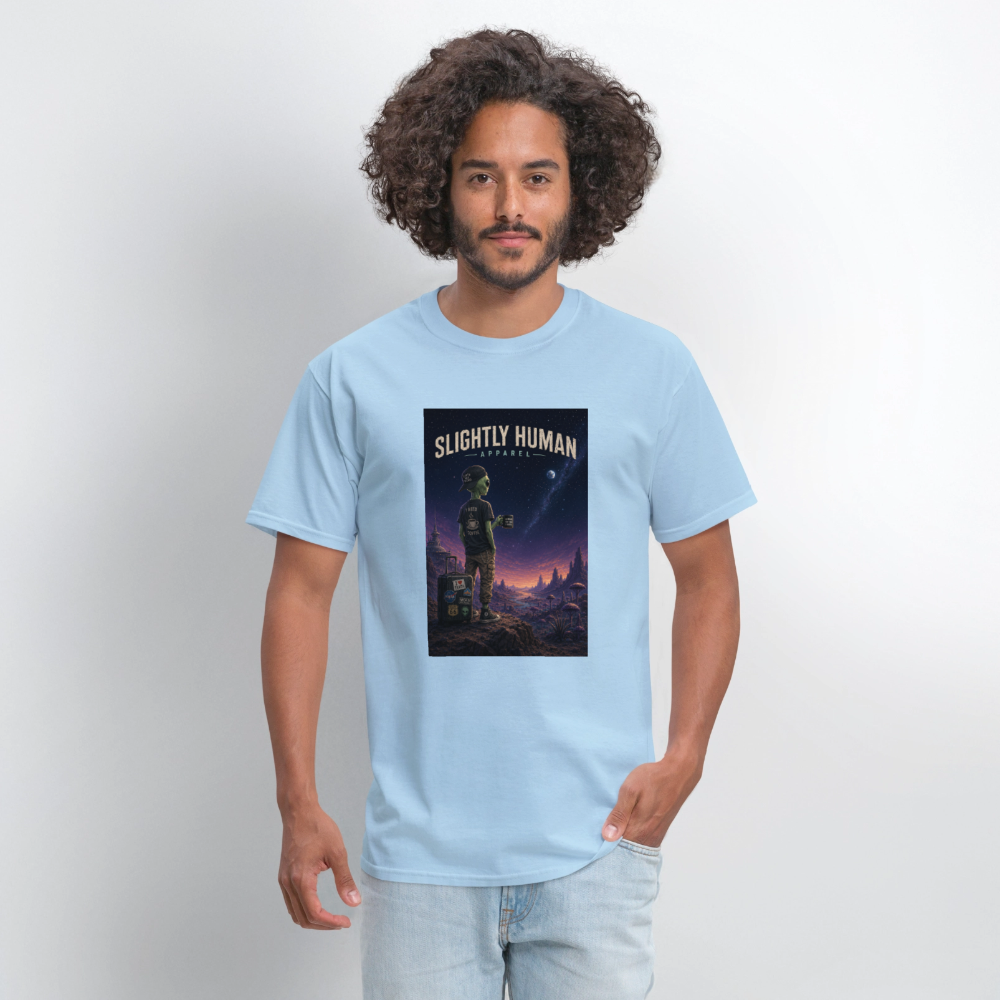 Slightly Human Home Planet T-Shirt - powder blue