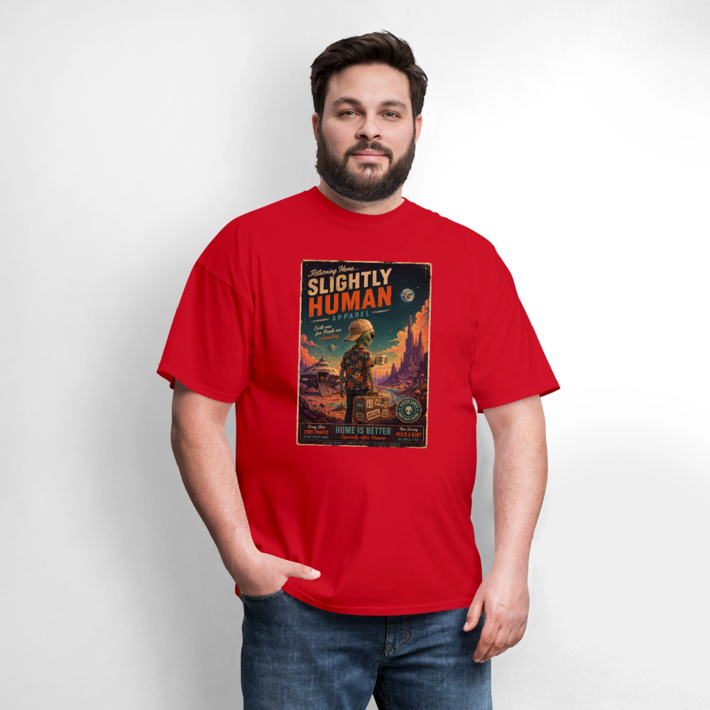 Slightly Human Home Is Better T-Shirt - red