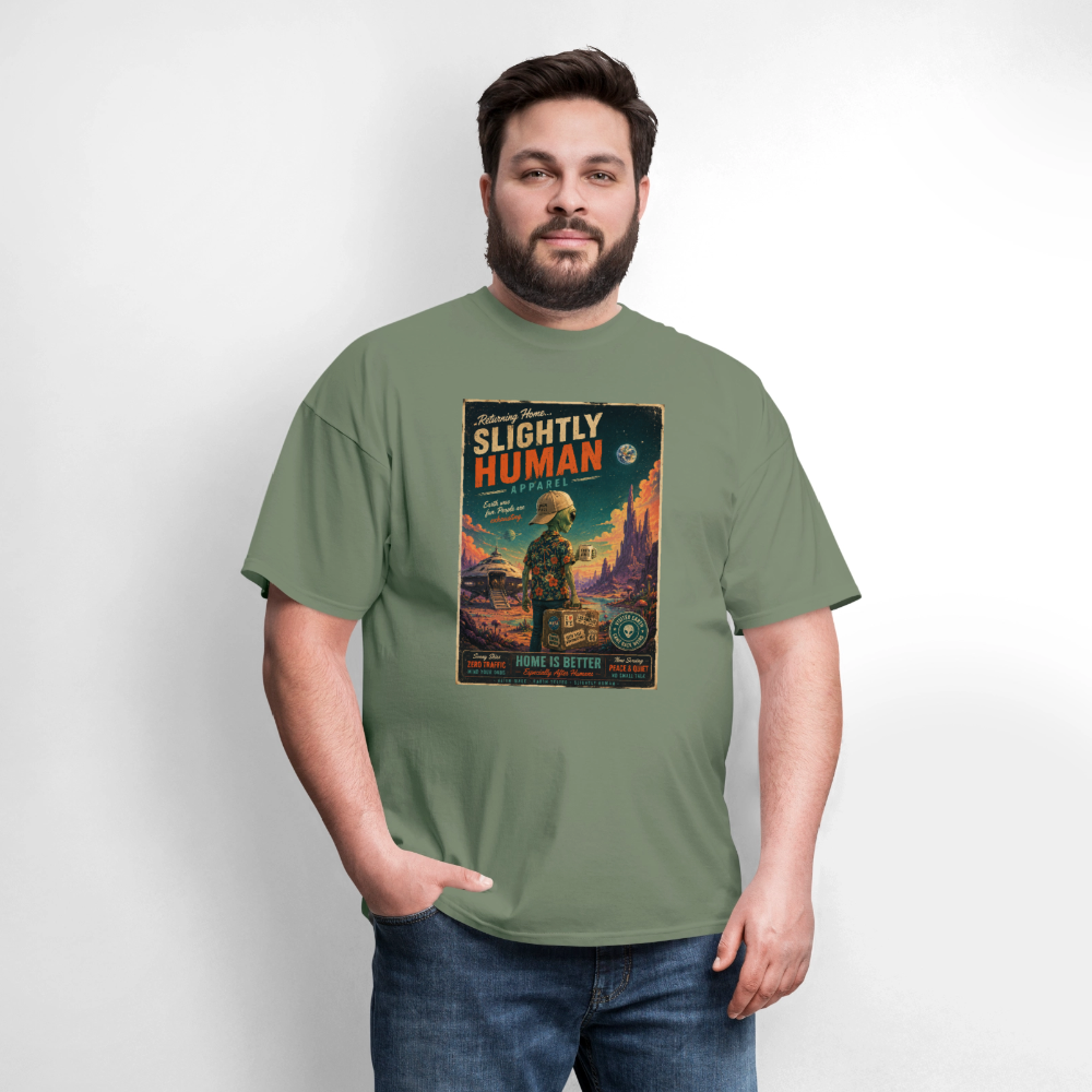 Slightly Human Home Is Better T-Shirt - military green
