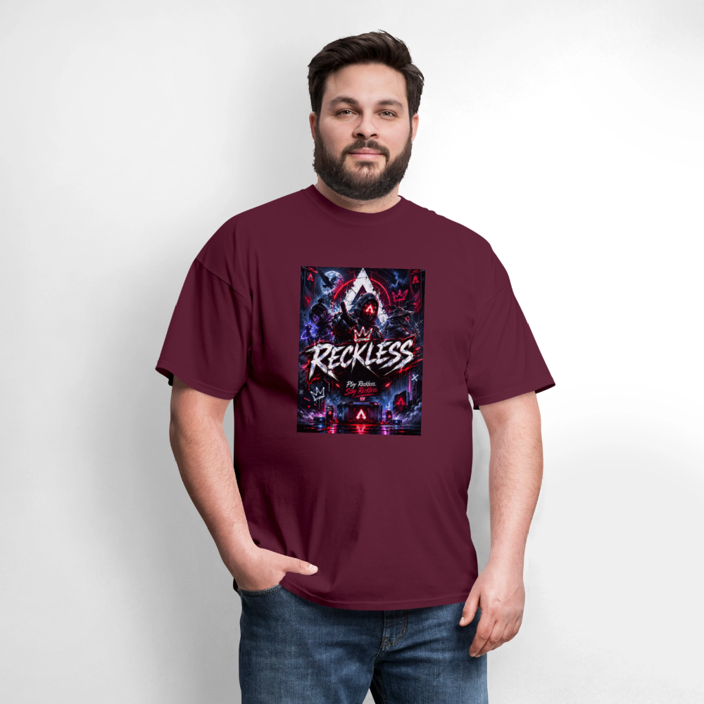 Reckless, Play Reckless, Stay Reckless Men's Tee - burgundy