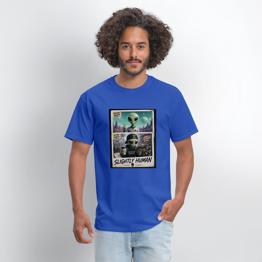 Slight Human Return To Earth T-Shirt - royal blue
