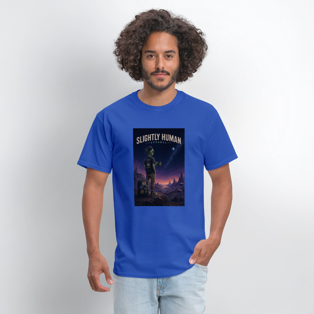 Slightly Human Home Planet T-Shirt - royal blue