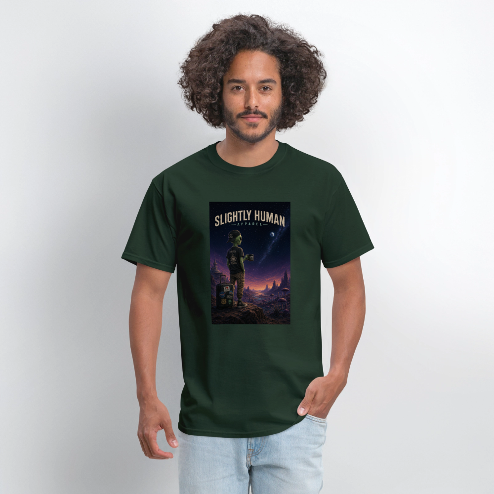 Slightly Human Home Planet T-Shirt - forest green