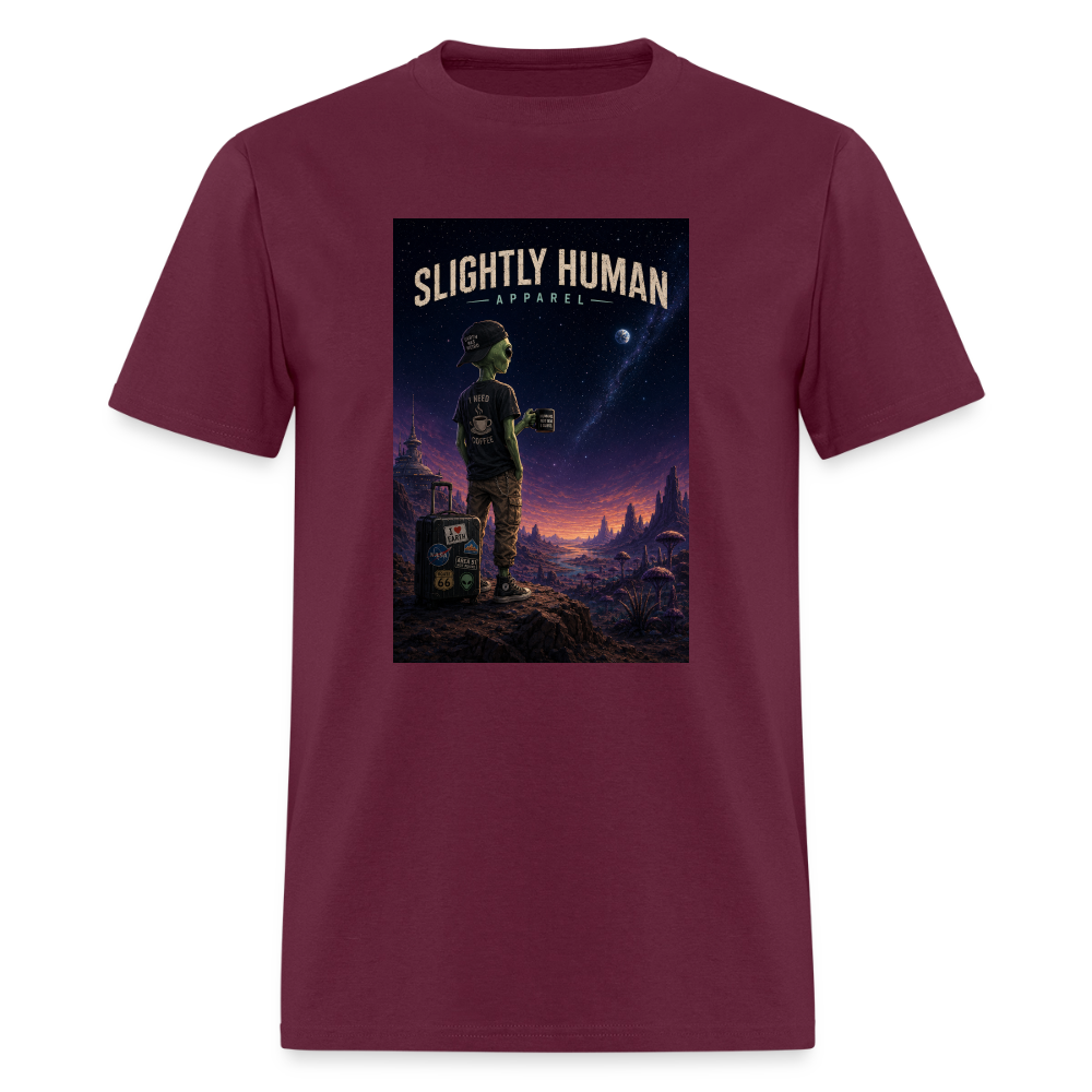 Slightly Human Home Planet T-Shirt - burgundy