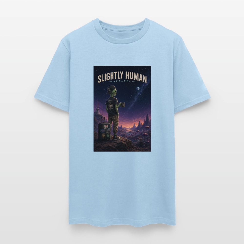 Slightly Human Home Planet T-Shirt - powder blue