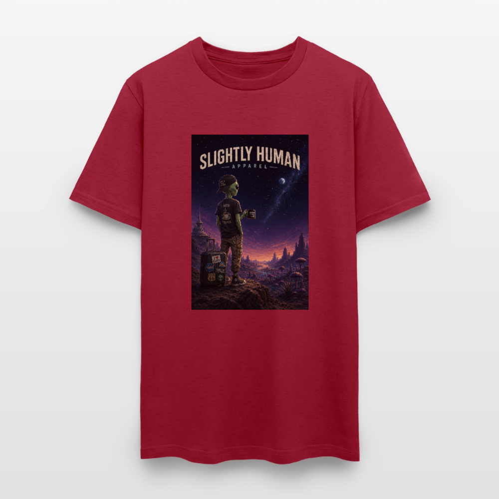 Slightly Human Home Planet T-Shirt - dark red