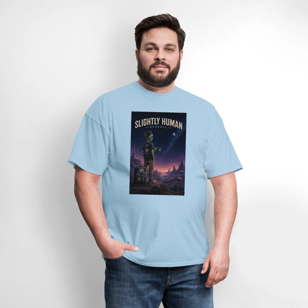 Slightly Human Home Planet T-Shirt - powder blue
