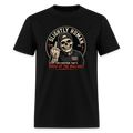 Slightly Human Brand Tee Middle Finger Skull - black