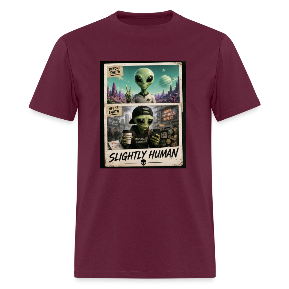 Slight Human Return To Earth T-Shirt - burgundy