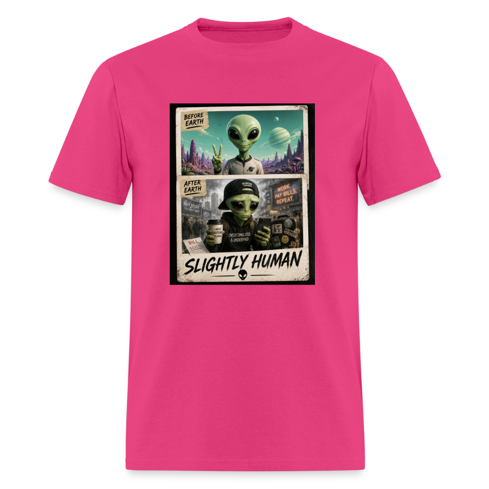 Slight Human Return To Earth T-Shirt - fuchsia