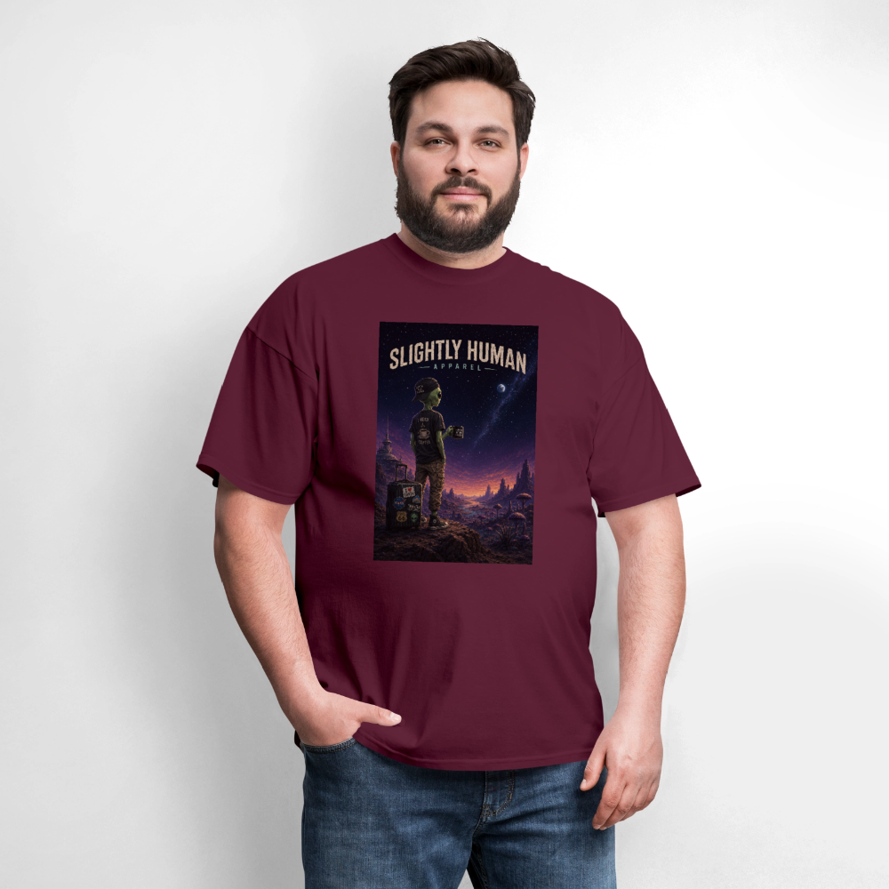 Slightly Human Home Planet T-Shirt - burgundy