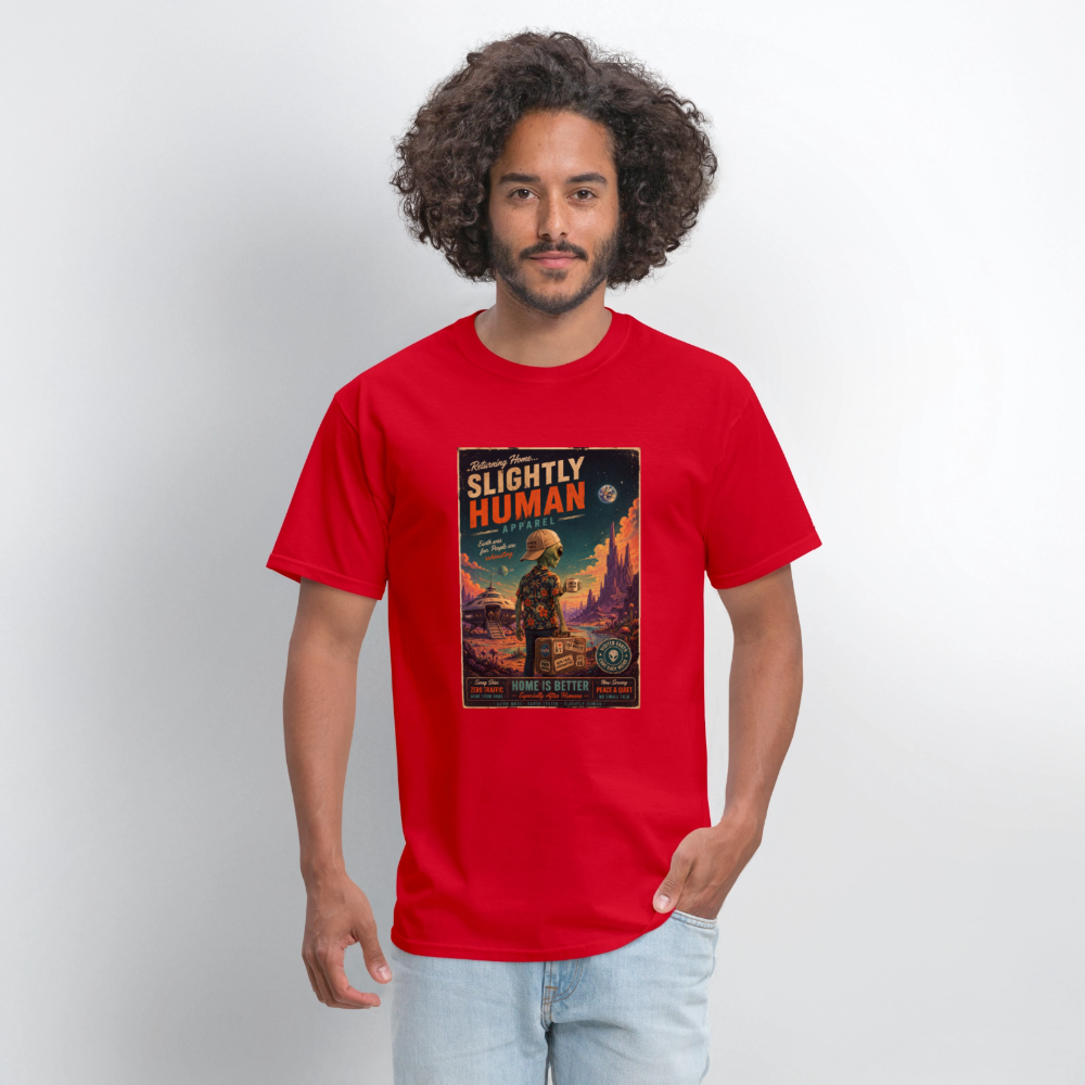 Slightly Human Home Is Better T-Shirt - red